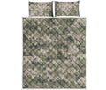 Beige Digital Camo Pattern Print Quilt Bed Set