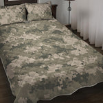Beige Digital Camo Pattern Print Quilt Bed Set