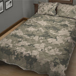Beige Digital Camo Pattern Print Quilt Bed Set