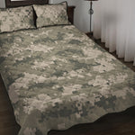 Beige Digital Camo Pattern Print Quilt Bed Set