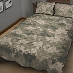 Beige Digital Camo Pattern Print Quilt Bed Set