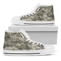 Beige Digital Camo Pattern Print White High Top Sneakers