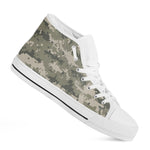 Beige Digital Camo Pattern Print White High Top Shoes