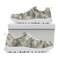 Beige Digital Camo Pattern Print White Running Shoes