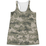 Beige Digital Camo Pattern Print Women's Racerback Tank Top