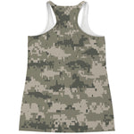 Beige Digital Camo Pattern Print Women's Racerback Tank Top