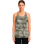 Beige Digital Camo Pattern Print Women's Racerback Tank Top