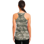 Beige Digital Camo Pattern Print Women's Racerback Tank Top