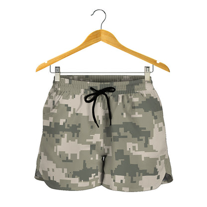 Beige Digital Camo Pattern Print Women's Shorts
