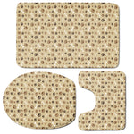 Beige Paw And Bone Pattern Print 3 Piece Bath Mat Set