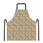 Beige Paw And Bone Pattern Print Apron