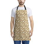 Beige Paw And Bone Pattern Print Apron