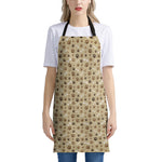 Beige Paw And Bone Pattern Print Apron