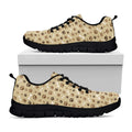 Beige Paw And Bone Pattern Print Black Running Shoes