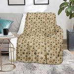 Beige Paw And Bone Pattern Print Blanket