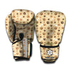 Beige Paw And Bone Pattern Print Boxing Gloves