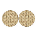 Beige Paw And Bone Pattern Print Car Coasters