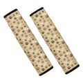 Beige Paw And Bone Pattern Print Car Seat Belt Covers