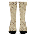 Beige Paw And Bone Pattern Print Crew Socks
