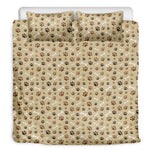 Beige Paw And Bone Pattern Print Duvet Cover Bedding Set