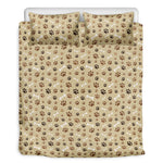 Beige Paw And Bone Pattern Print Duvet Cover Bedding Set