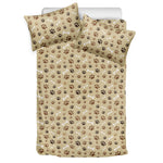 Beige Paw And Bone Pattern Print Duvet Cover Bedding Set