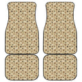 Beige Paw And Bone Pattern Print Front and Back Car Floor Mats