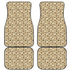 Beige Paw And Bone Pattern Print Front and Back Car Floor Mats