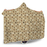 Beige Paw And Bone Pattern Print Hooded Blanket