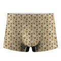 Beige Paw And Bone Pattern Print Men's Boxer Briefs