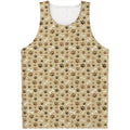 Beige Paw And Bone Pattern Print Men's Tank Top