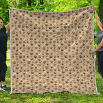 Beige Paw And Bone Pattern Print Quilt
