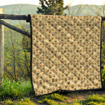 Beige Paw And Bone Pattern Print Quilt