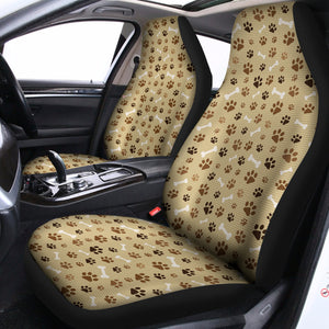 Beige Paw And Bone Pattern Print Universal Fit Car Seat Covers