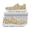 Beige Paw And Bone Pattern Print White Sneakers