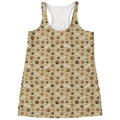 Beige Paw And Bone Pattern Print Women's Racerback Tank Top