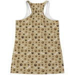 Beige Paw And Bone Pattern Print Women's Racerback Tank Top