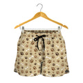 Beige Paw And Bone Pattern Print Women's Shorts