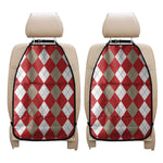 Beige Red And White Argyle Pattern Print Car Seat Organizers