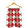 Beige Red And White Argyle Pattern Print Men's Shorts