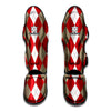 Beige Red And White Argyle Pattern Print Muay Thai Shin Guard