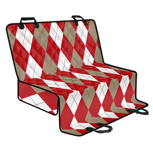 Beige Red And White Argyle Pattern Print Pet Car Back Seat Cover