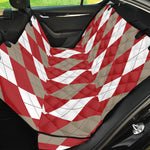 Beige Red And White Argyle Pattern Print Pet Car Back Seat Cover