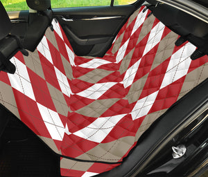 Beige Red And White Argyle Pattern Print Pet Car Back Seat Cover