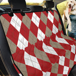 Beige Red And White Argyle Pattern Print Pet Car Back Seat Cover