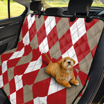 Beige Red And White Argyle Pattern Print Pet Car Back Seat Cover