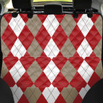 Beige Red And White Argyle Pattern Print Pet Car Back Seat Cover