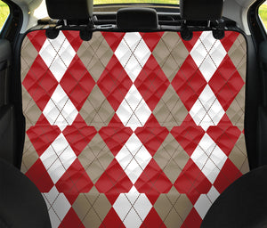 Beige Red And White Argyle Pattern Print Pet Car Back Seat Cover