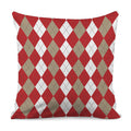 Beige Red And White Argyle Pattern Print Pillow Cover