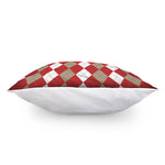 Beige Red And White Argyle Pattern Print Pillow Cover